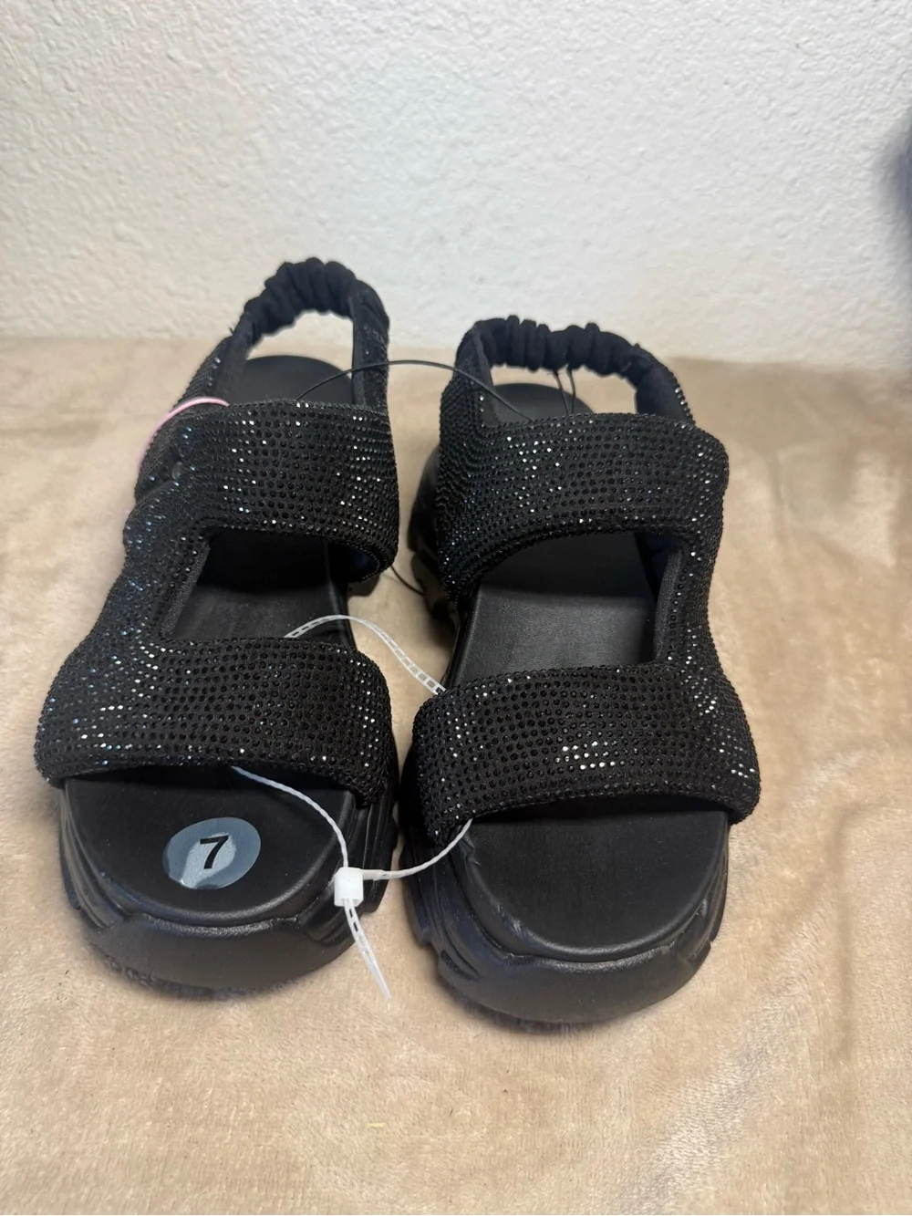 Women’s Black Sparkle Platform Sandals